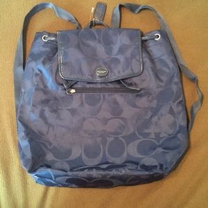 Coach Getaway Signature Nylon Backpack Navy Blue